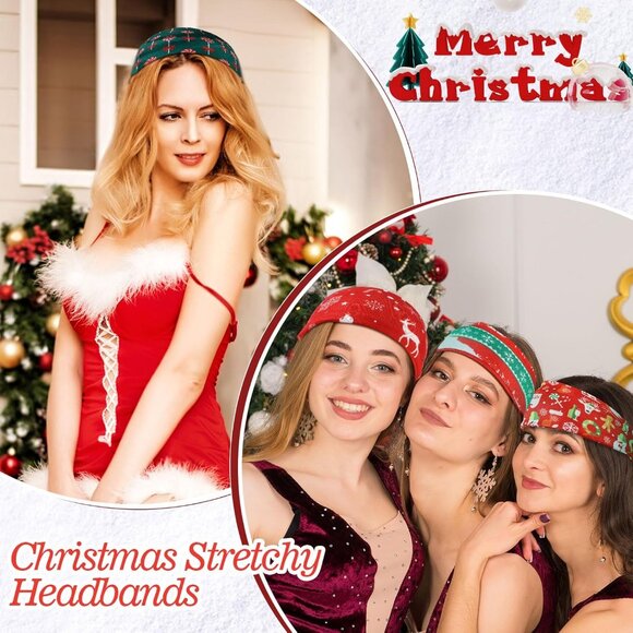 Christmas Headbands Women 24 Pack Festive Styles Non Slip Comfortable - Picture 6 of 7